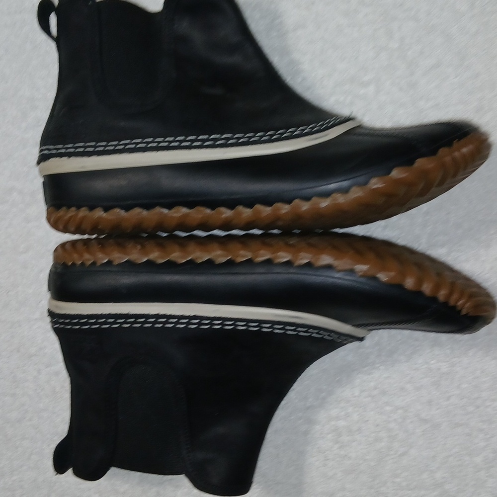 Sorel Out N About Leather Waterproof Black Duck Bootie Chelsea Rain Boots Size 9 - Picture 5 of 9